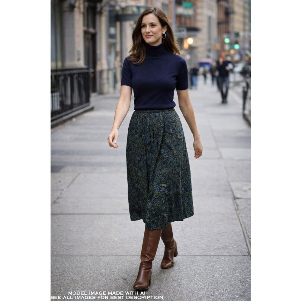 Vintage Geiger Wool Skirt 38 (S) Asymmetric Pleats Geometric Nordic 100% Wool